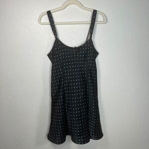 Morgan Taylor Intimates Black Satin Polka Dot Chemise Nightgown Sleep Dress Sz M